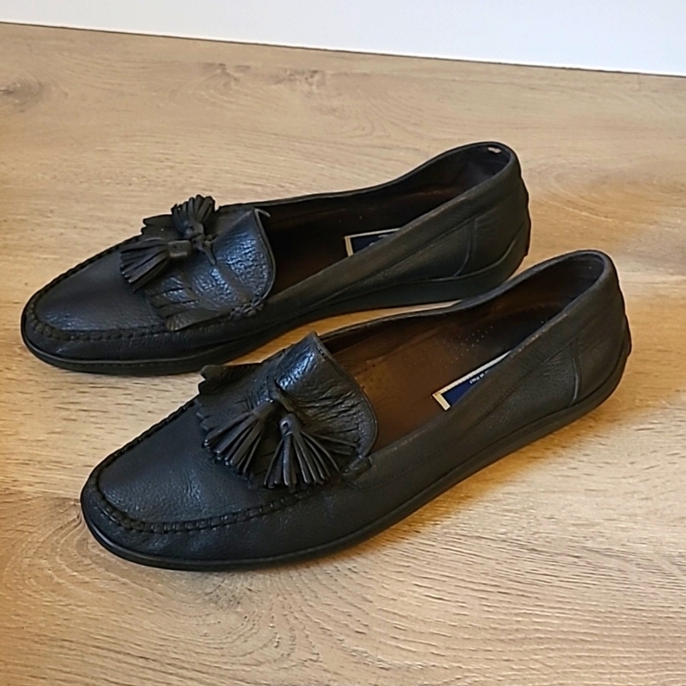 Bragano Loafer Dress Shoes Black Leather Tassel Italy Men's Size 10.5